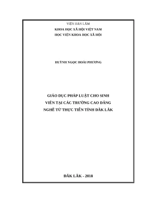 Luận văn thạc sĩ giáo dục pháp luật cho sinh viên tại các trường cao đẳng nghề từ thực tiễn tỉnh đăk lăk