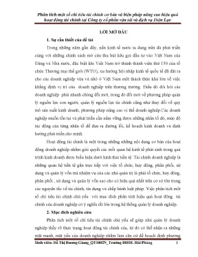 Phân tích một số chỉ tiêu tài chính cơ bản và biện pháp nâng cao hiệu quả hoạt động tài chính tại công ty cổ phần vận tải và dịch vụ điện lực