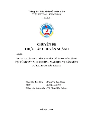 Hoàn thiện kế toán tài sản cố định hữu hình tại công ty tnhh thương mại dịch vụ sản xuất cơ khí inox hải thanh