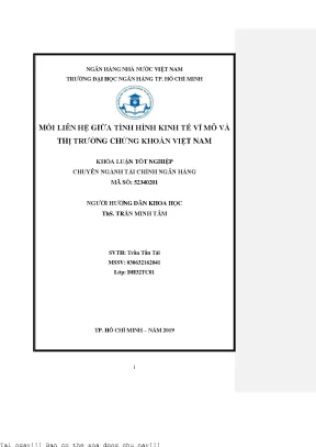 Mối liên hệ giữa tình hình kinh tế vĩ mô và thị trường chứng khoán việt nam khóa luận đại học chuyên ngành tài chính ngân hàng