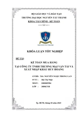 Kế toán mua hàng tại công ty tnhh thương mại vận tải và xuất nhập khẩu huy hoàng