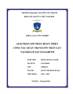 Giải pháp góp phần hoàn thiện công tác quản trị nguồn nhân lực tại khách sạn elizabeth