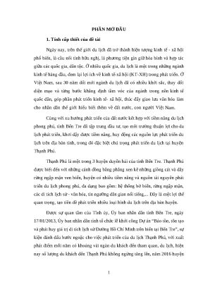 Luận văn ths qlc quản lý nhà nước về du lịch trên địa bàn huyện thạnh phú tỉnh bến tre