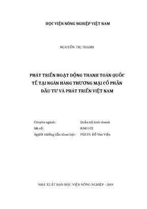 Luận văn thạc sĩ phát triển hoạt động thanh toán quốc tế tại ngân hàng thương mại cổ phần đầu tư và phát triển việt nam
