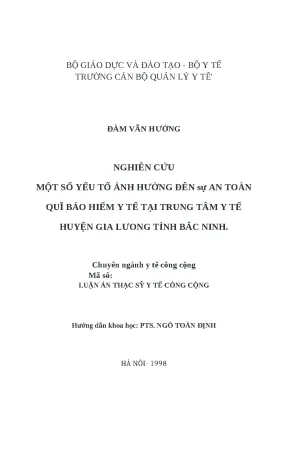 Luận văn nghiên cứu một số yếu tố ảnh hưởng đến sự an toàn đến quỹ bảo hiểm y tế tại trung tâm y tế huyện gia lương tỉnh bắc ninh