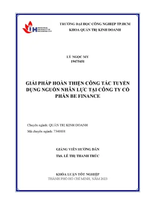 Giải pháp hoàn thiện công tác tuyển dụng nguồn nhân lực tại công ty cổ phần be finance