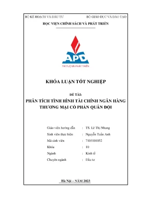 Phân tích tình hình tài chính ngân hàng thương mại cổ phần quân đội