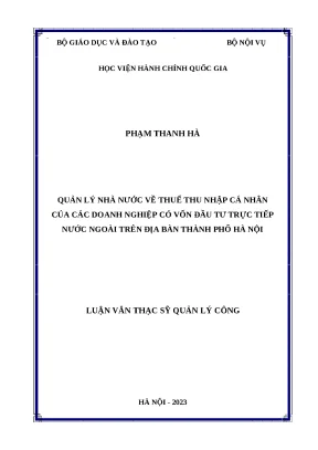 Luận văn qlnn về thuế thu nhập cá nhân của doanh nghiệp có vốn đầu tư trực tiếp nước ngoài trên địa bàn thành phố hà nội
