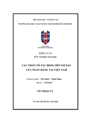 Các nhân tố tác động đến nợ xấu của ngân hàng tại việt nam