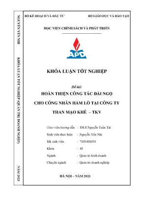 Hoàn thiện công tác đãi ngộ cho công nhân hầm lò tại công ty than mạo khê tkv