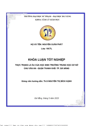 Thực trạng lo âu của học sinh trường trung học cơ sở chu văn an quận thanh khê tp đà nẵng