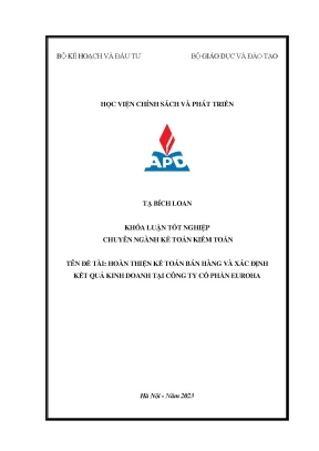 Hoàn thiện kế toán bán hàng và xác định kết quả kinh doanh tại công ty cổ phần euroha