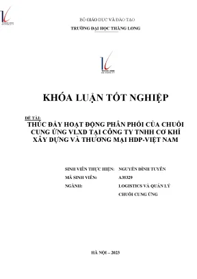 Thúc đẩy hoạt động phân phối của chuỗi cung ứng vật liệu xây dựng tại công ty tnhh cơ khí xây dựng và thương mại hdp việt nam