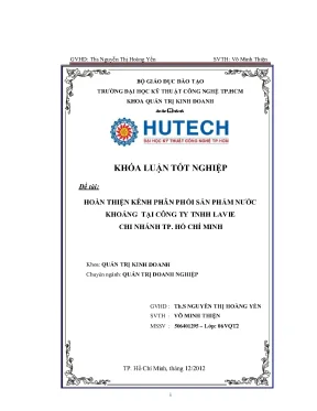 Đề tài hoàn thiệnkênh phânphối sản phẩm nướckhoáng tại công ty tnhh laviechi nhánh tp hồ chí minh