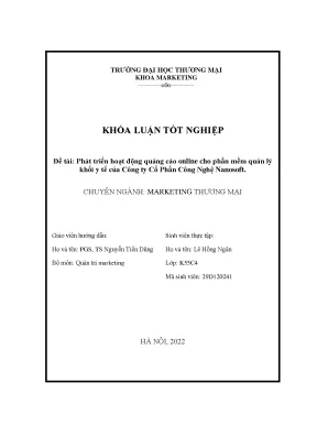 Khoá luận tốt nghiệp phát triển hoạt động quảng cáo online cho phần mềm quản lý khối y tế của công ty nanosoft