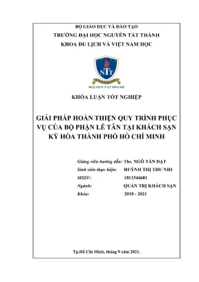 Giài pháp hoàn thiện quy trình phục vụ của bộ phận lễ tân tại khách sạn kỳ hòa thành phố hồ chí minh