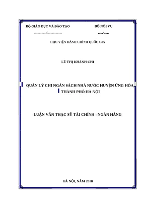 Luận văn thạc sĩ quản lý chi ngân sách nhà nước huyện ứng hòa thành phố hà nội