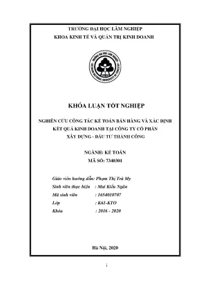 Nghiên cứu công tác kế toán bán hàng và xác định kết quả kinh doanh tại công ty cổ phần xây dựng đầu tư thành công