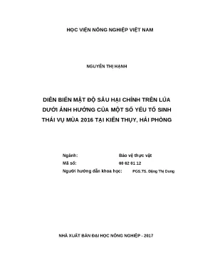Luận văn thạc sĩ diễn biến mật độ sâu hại chính trên lúa dưới ảnh hưởng của một số yếu tố sinh thái vụ mùa 2016 tại kiến thụy hải phòng