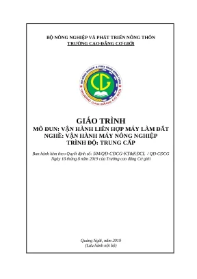 Giáo trình vận hành liên hợp máy làm đất nghề vận hành máy nông nghiệp trung cấp trường cao đẳng cơ giới 2019