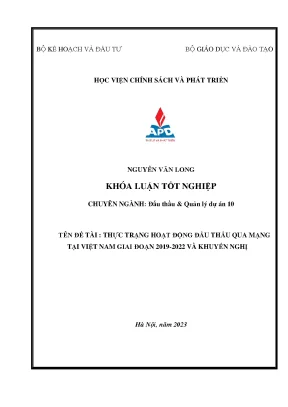 Thực trạng hoạt động đấu thầu qua mạng tại việt nam giai đoạn 2019 2022 và khuyến nghị
