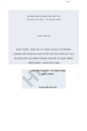 Luận văn kiến thức thái độ thực hành về phòng chống sốt denguesốt xuất huyết dengue của người dân xã bình thành huyện thanh bình tỉnh đồng tháp năm 2006