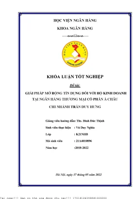 Giải pháp mở rộng tín dụng đối với hộ kinh doanh tại ngân hàng thương mại cổ phần á châu chi nhánh trần duy hưng
