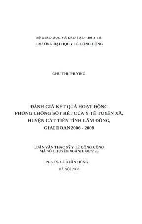 Luận văn đánh giá kết quả hoạt động phòng chống sốt rét của y tế tuyến xã huyện cát tiên tỉnh lâm đồng giai đoạn 2006 2008