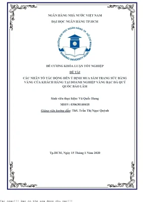Các nhân tố tác động đến ý định mua sắm trang sức bằng vàng của khách hàng tại doanh nghiệp vàng bạc đá quý quốc bảo lâm khóa luận đại học chuyên ngành tài chính ngân hàng