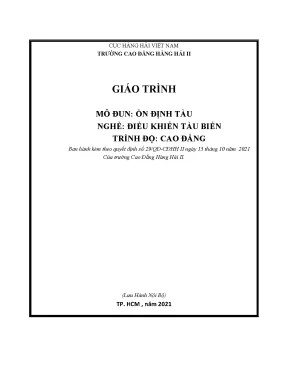 Giáo trình ổn định tàu nghề điều khiển tàu biển trình độ cao đẳng