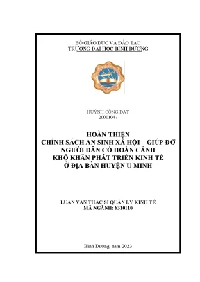 Hoàn thiện chính sách an sinh xã hội giúp đỡ người dân có hoàn cảnh khó khăn phát triển kinh tế ở địa bàn huyện u minh