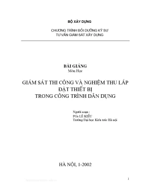 Đhkt giám sát thi công và nghiệm thu lắp đặt thiết bị trong công trình xây dựng nxb hà nội 2002 lê kiều 78 trang
