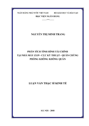 Phân tích tình hình tài chính tại nhà máy z119 cục kỹ thuật quân chủng phòng không không quân