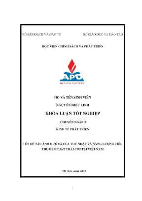 Ảnh hưởng của thu nhập và năng lượng tiêu thụ đến phát thải co2 tại việt nam