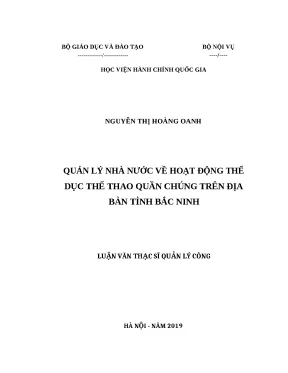 Luận văn thạc sĩ quản lý nhà nước về hoạt động thể dục thể thao quần chúng trên địa bàn tỉnh bắc ninh