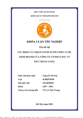 Tác động của dịch covid 19 tới chiến lược kinh doanh của công ty cổ phần đầu tư đất thăng long