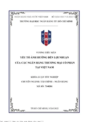 Yếu tố tác động đến lợi nhuận của các ngân hàng thương mại cổ phần việt nam 2022