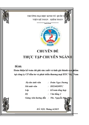 Hoàn thiện kế toán chi phí sản xuất và tính giá thành sản phẩm tại công ty cp đầu tư và phát triển thương mại htc việt nam