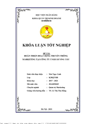 Hoàn thiện hoạt động truyền thông marketing tại công ty trách nhiệm hữu hạn hương thu