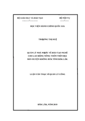 Luận văn thạc sĩ quản lý nhà nước về đào tạo nghề cho lao động nông thôn trên địa bàn huyện krông buk tỉnh đắk lắk