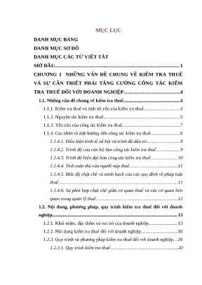 Luận văn thạc sĩ tăng cường công tác kiểm tra thuế đối với doanh nghiệp tại chi cục thuế huyện đô lương tỉnh nghệ an