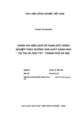 Luận văn thạc sĩ đánh giá hiệu quả sử dụng đất nông nghiệp theo hướng sản xuất hàng hóa tại thị xã sơn tây thành phố hà nội