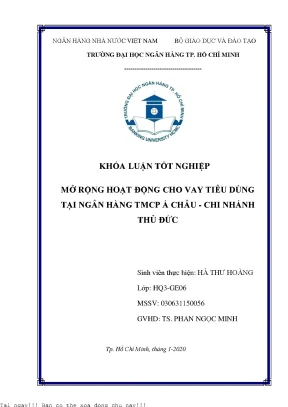 Mở rộng hoạt động cho vay tiêu dùng tại ngân hàng tmcp á châu chi nhánh thủ đức khóa luận đại học chuyên ngành tài chính ngân hàng