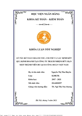 Kế toán doanh thu chi phí và xác định kết quả hoạt động kinh doanh tại công ty trách nhiệm hữu hạn một thành viên du lịch công đoàn việt nam