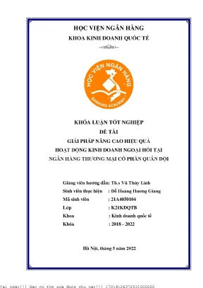 Giải pháp nâng cao hiệu quả kinh doanh ngoại hối tại ngân hàng thương mại cổ phần quân đội