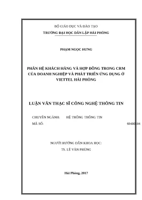 Luận văn hpu phân hệ khách hàng và hợp đồng trong crm của doanh nghiệp và phát triển ứng dụng ở viettel hải phòng