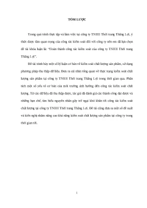 Luận văn tmu hoàn thiện công tác kiểm soát của công ty tnhh thời trang thắng lợi