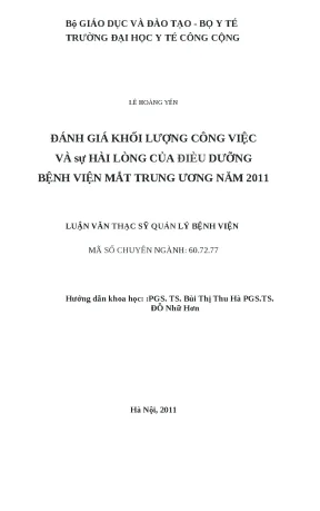 Luận văn đánh giá khối lượng công việc và sự hài lòng của điều dưỡng bệnh viện mắt tư năm 2011