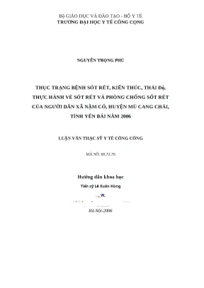 Luận văn thực trạng bệnh sốt rét kiến thức thái độ thực hành về sốt rét và phòng chống sốt rét của người dân xã nậm có huyện mù cang chải tỉnh yên bái năm 2006