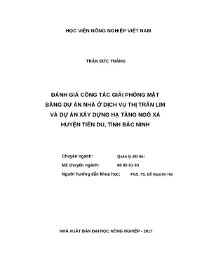 Luận văn thạc sĩ đánh giá công tác giải phóng mặt bằng dự án nhà ở dịch vụ thị trấn lim và dự án xây dựng hạ tầng ngô xá huyện tiên du tỉnh bắc ninh